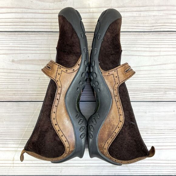 Merrell Plaza Bandeau Shoe Womens 6 Espresso Brown Suede Mary Jane Slip On Wedge - Picture 5 of 14